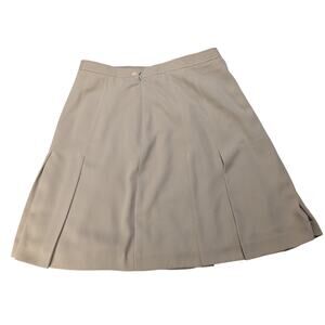 VTG Remington Beige Pleated Skirt Womens 14 Polyester Made in Mexico Classic